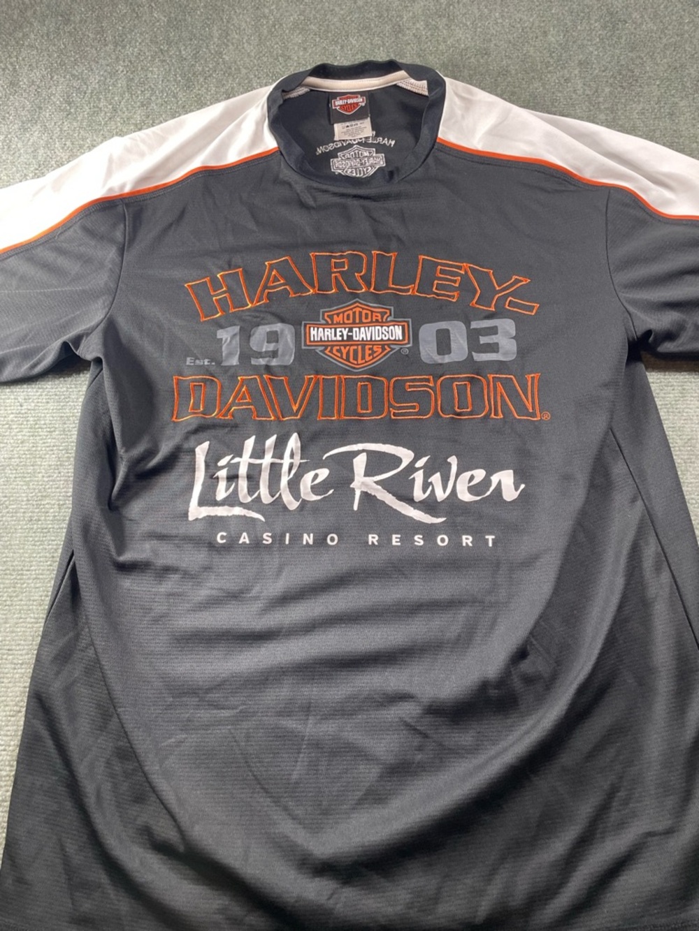 Harley-Davidson Black Shirt with Orange & White‎ Graphics